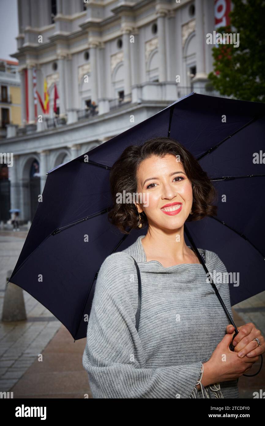 Madrid, 06/08/2018. Café de Oriente and Plaza de Oriente. Interview with the American soprano of Cuban origin, Lisette Oropesa. Photo: Guillermo Navarro. ARCHDC. Credit: Album / Archivo ABC / Guillermo Navarro Stock Photo