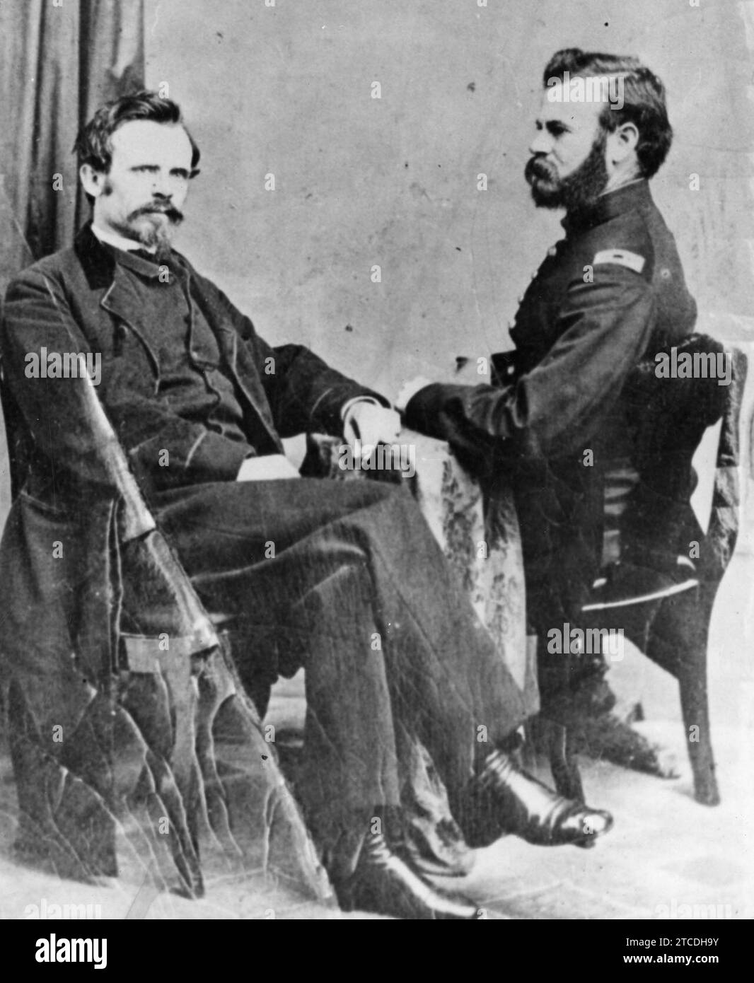 William Bramwell Powell and Major John Wesley Powell. 1865. Wheaton, Illinois. Stock Photo