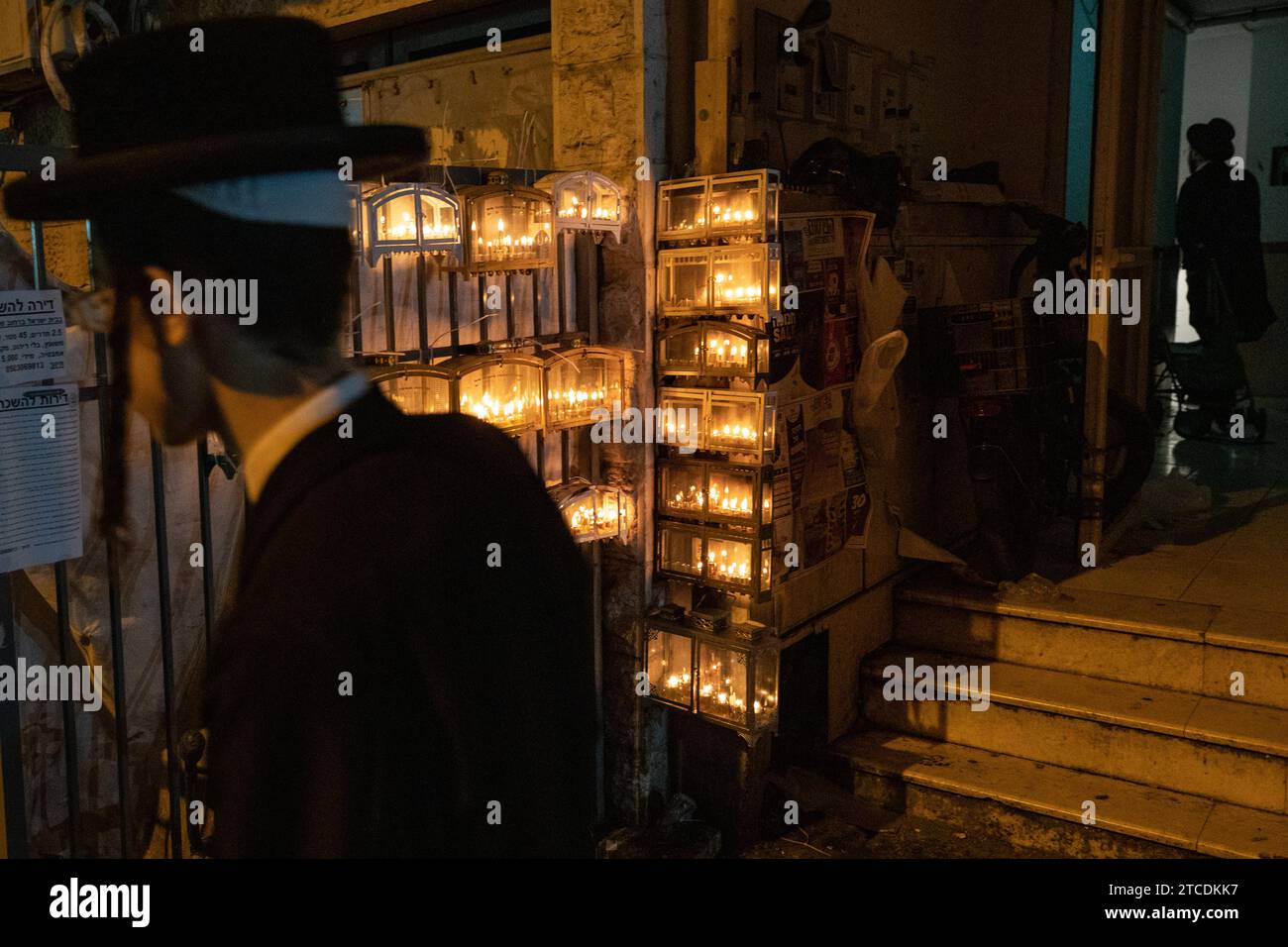 Jerusalem. 11th Dec, 2023. Candles for the festival of Hanukkah are lit in Jerusalem on Dec. 11, 2023. Credit: Chen Junqing/Xinhua/Alamy Live News Stock Photo