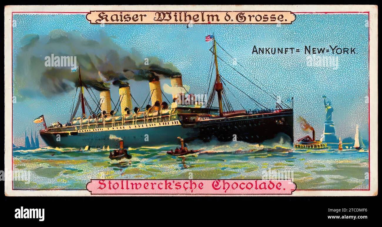 German Steam Ships - Kaiser Wilhelm der Grosse - Vintage Stollwerck Stock Photo
