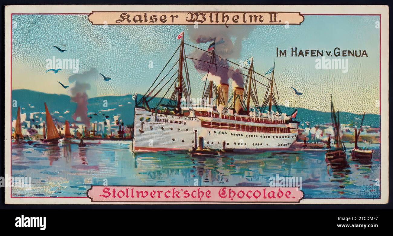 German Steamships - Kaiser Wilhelm II - Vintage Stollwerck Stock Photo