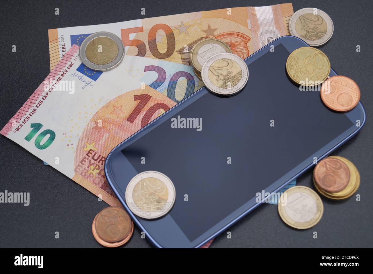 mobile with Euros, symbol picture costs for mobile Stock Photo