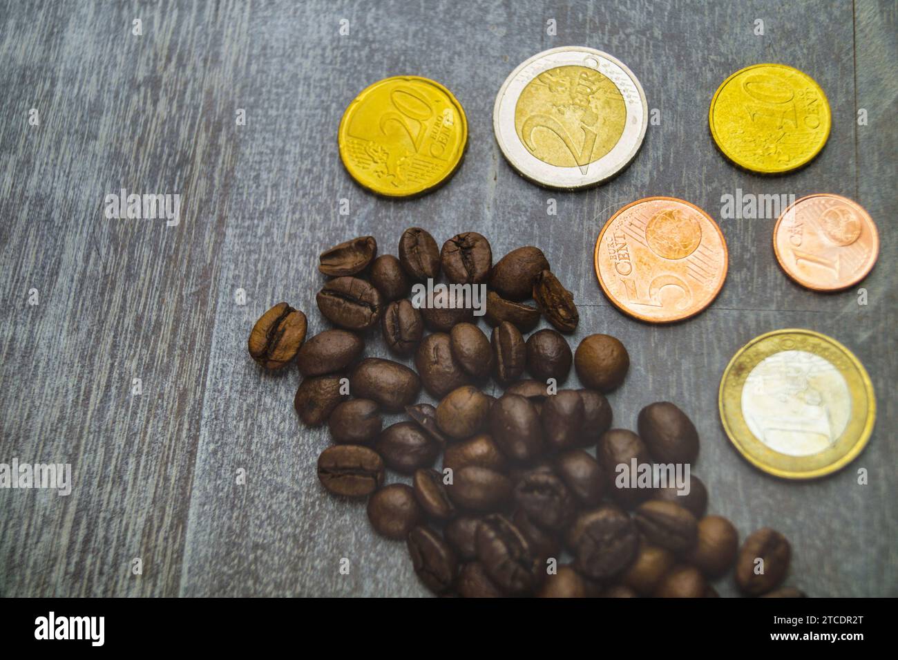 coffee beans with Euro coins, price increase of coffee Stock Photo Alamy