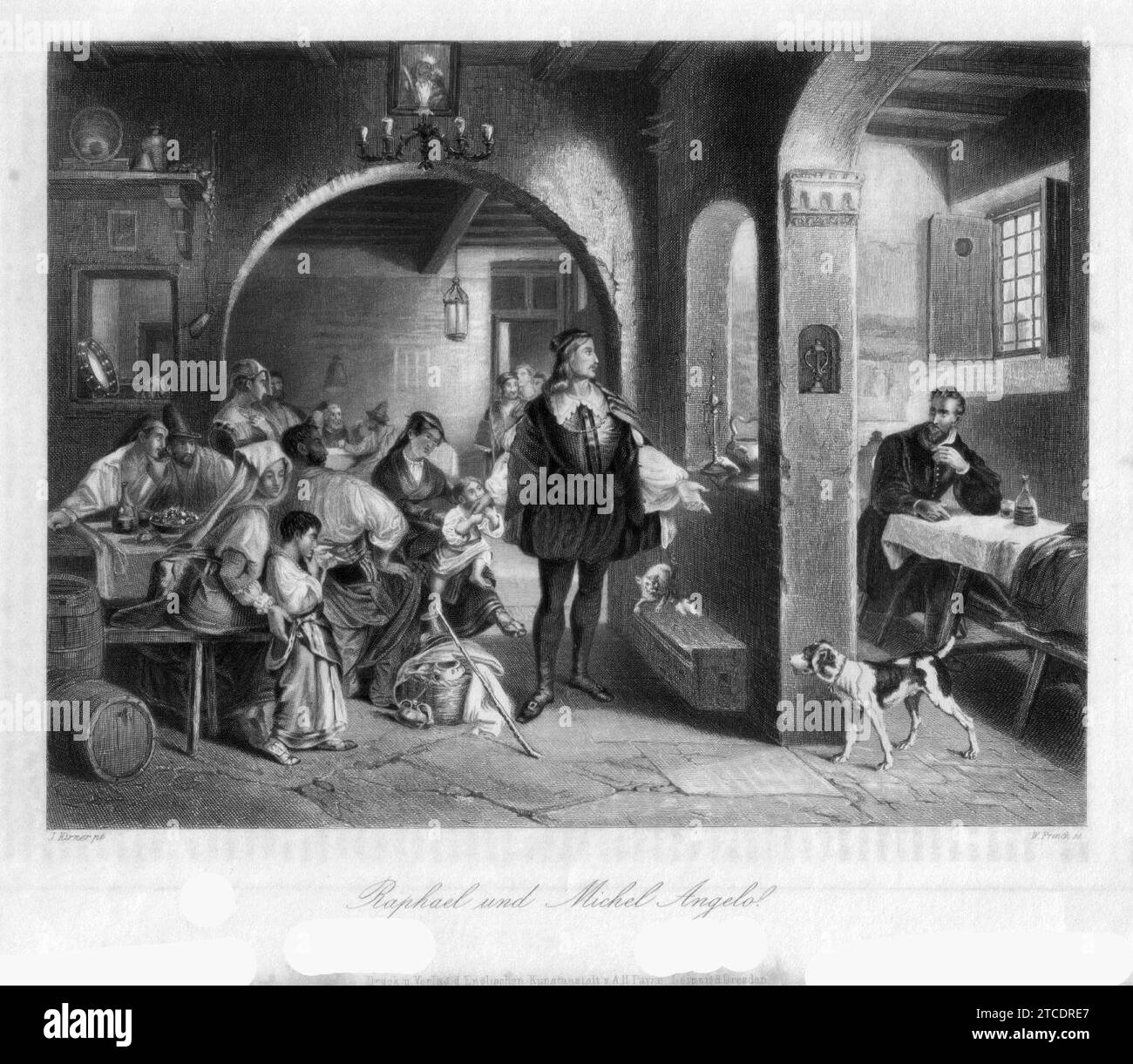 William French (1815-1898), Raphael und Michel Angelo, Stahlstich, nach J. Kirner, D1274. Stock Photo