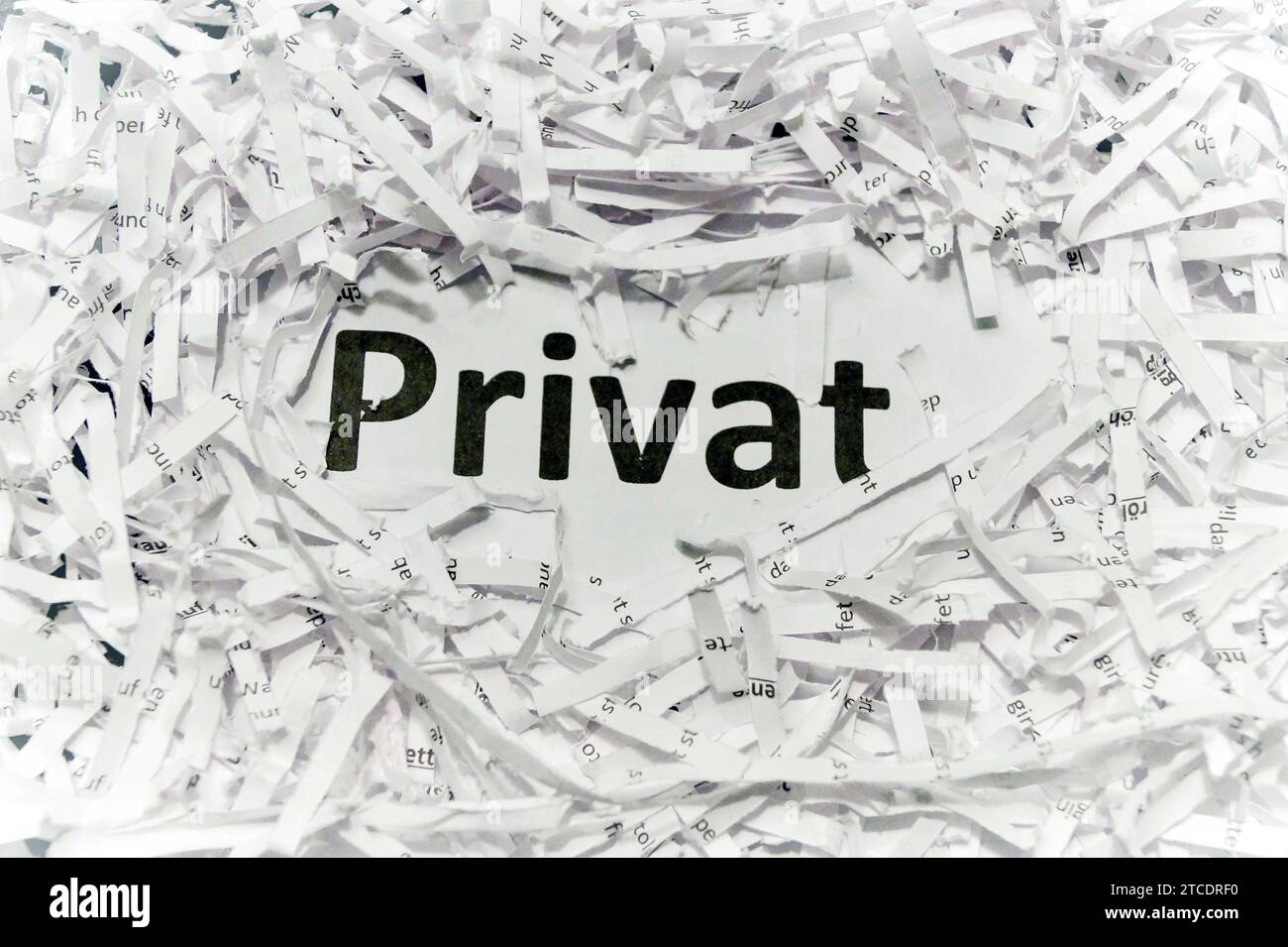 shredded paper with the words Private Stock Photo