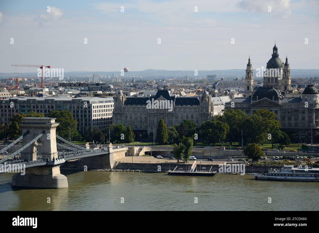 Chain Bridge and Basilica of St. Stephen view from Buda Castle ...