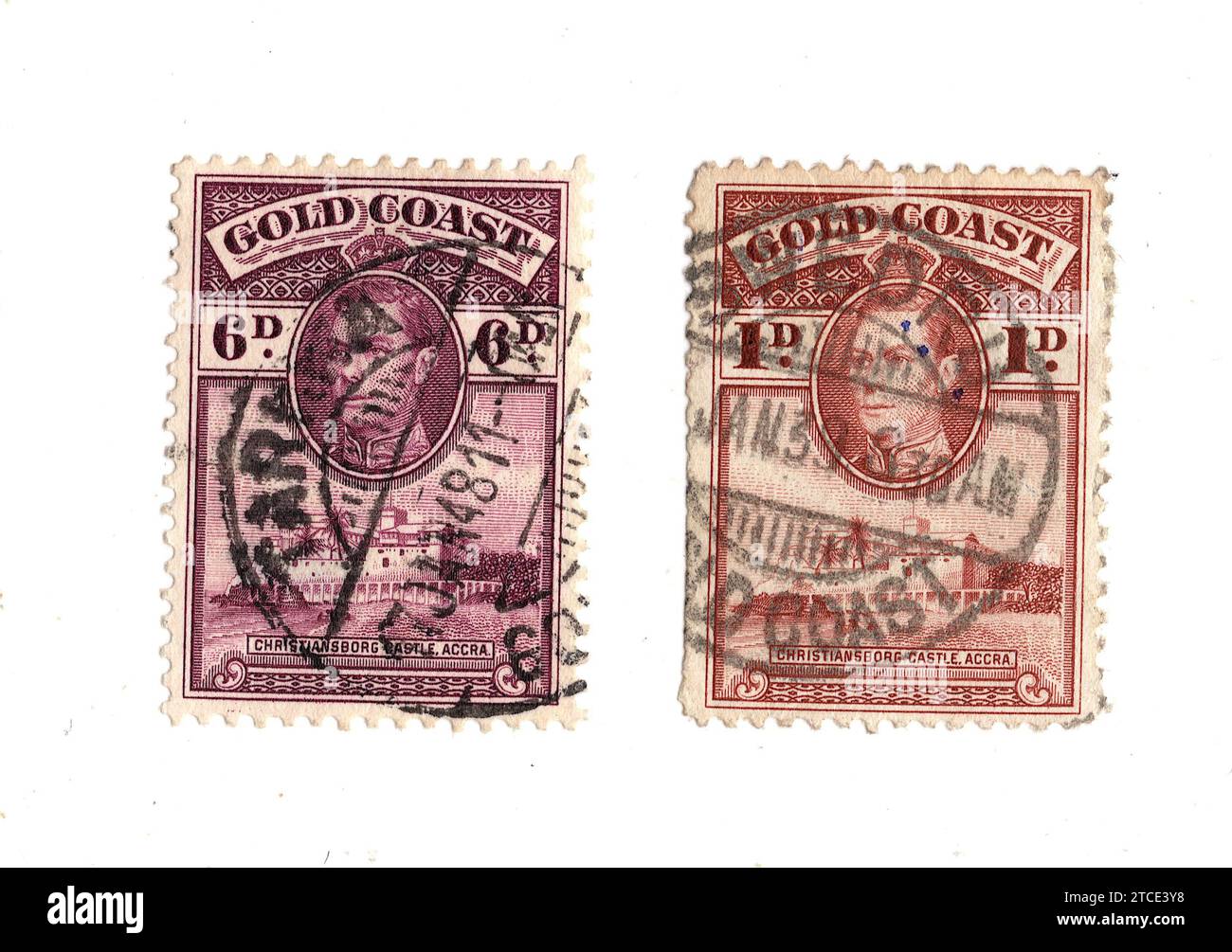 A pair of vintage King George VI postage stamps from Gold Coast ...