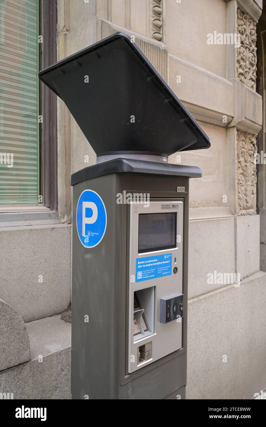 Parkautomat, Altstadt Gamla Stan, Stockholm, Schweden Stock Photo