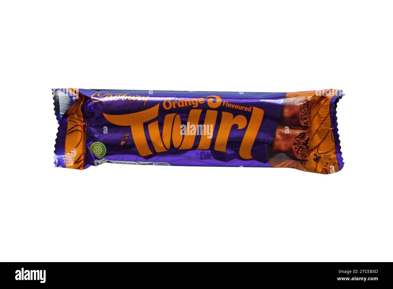 Cadbury Twirl chocolate orange flavoured isolated on white background