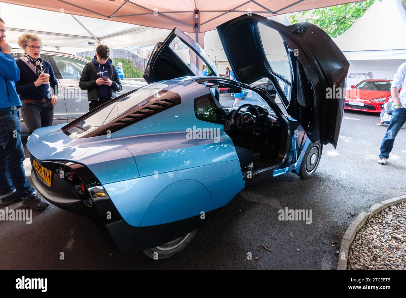 Riversimple hydrogen-powered car, called Rasa. The name Rasa comes from Tabula Rasa, clean slate (Latin). On show at Goodwood Stock Photo