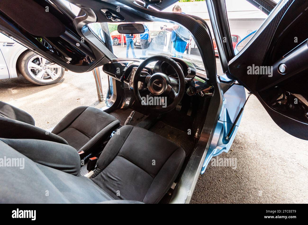 Riversimple hydrogen-powered car, called Rasa. The name Rasa comes from Tabula Rasa, clean slate (Latin). On show at Goodwood Stock Photo