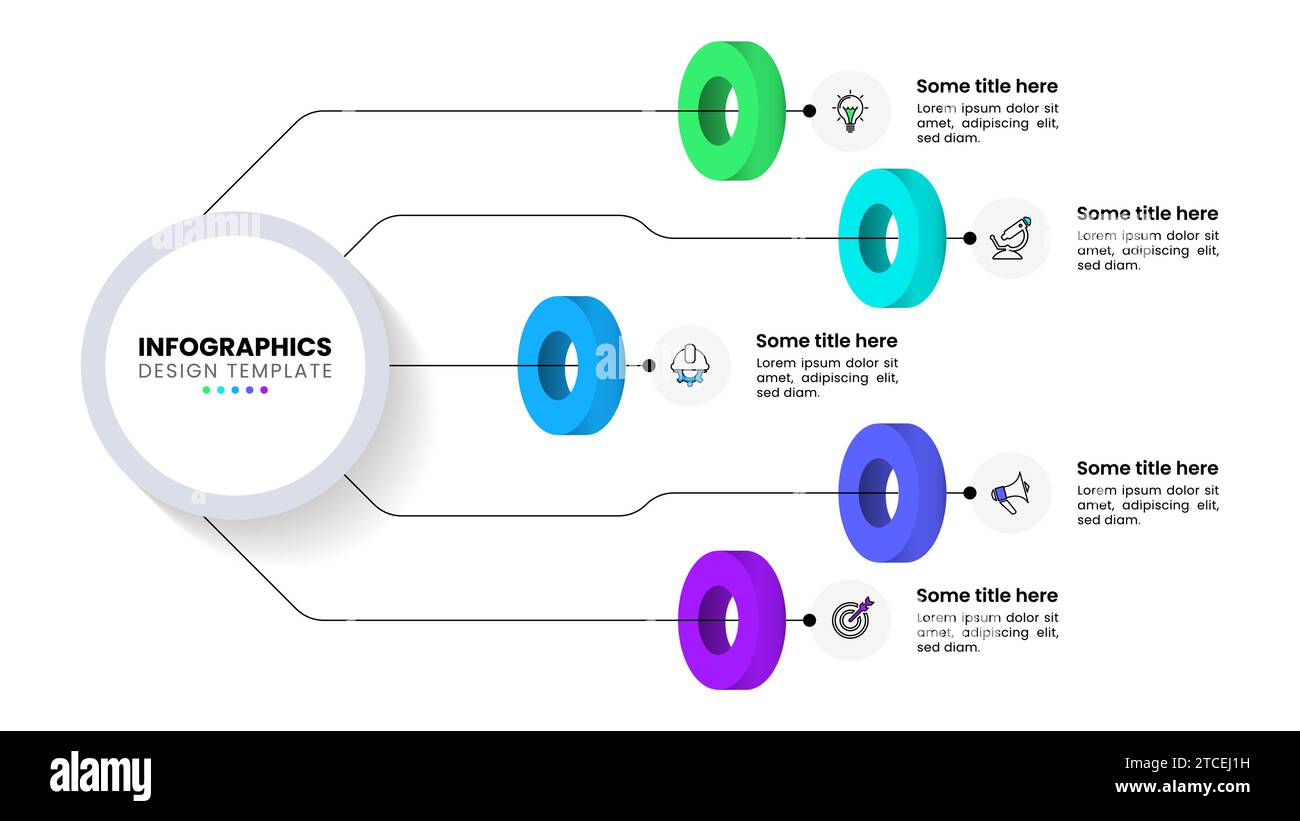 Infographic template with icons and 5 options or steps. Rings. Can be ...