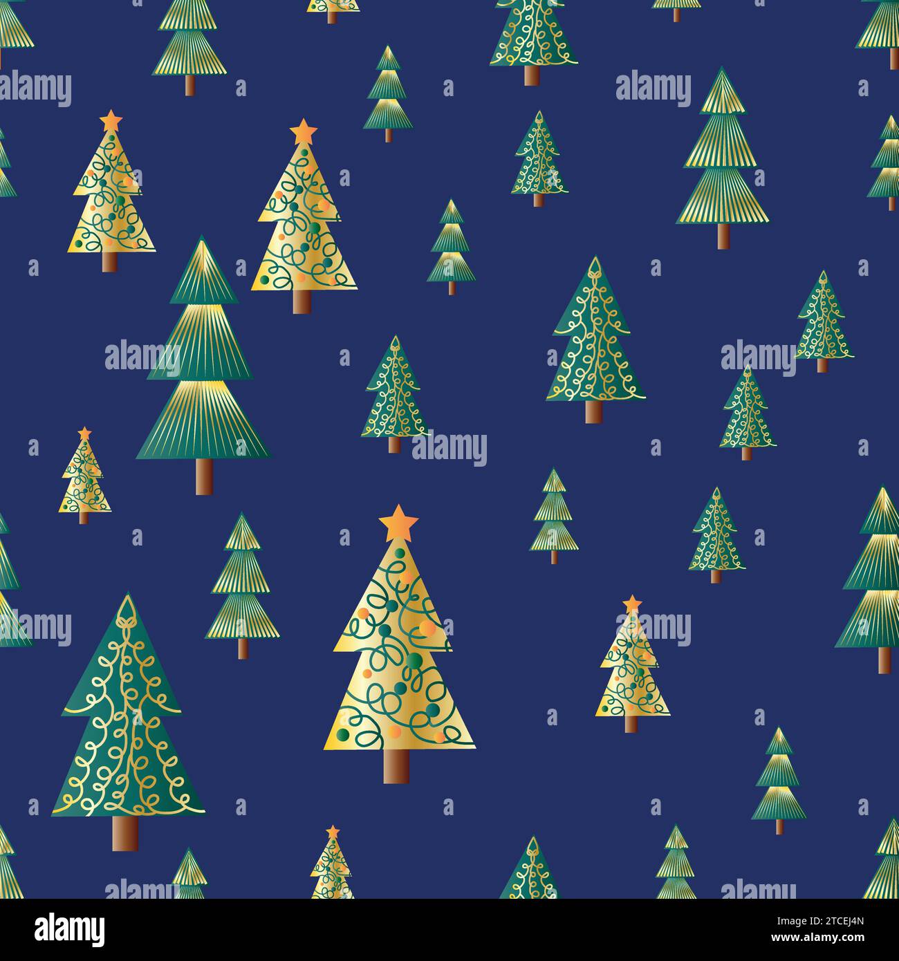 Christmas tree dense seamless pattern. golden christmas background ...
