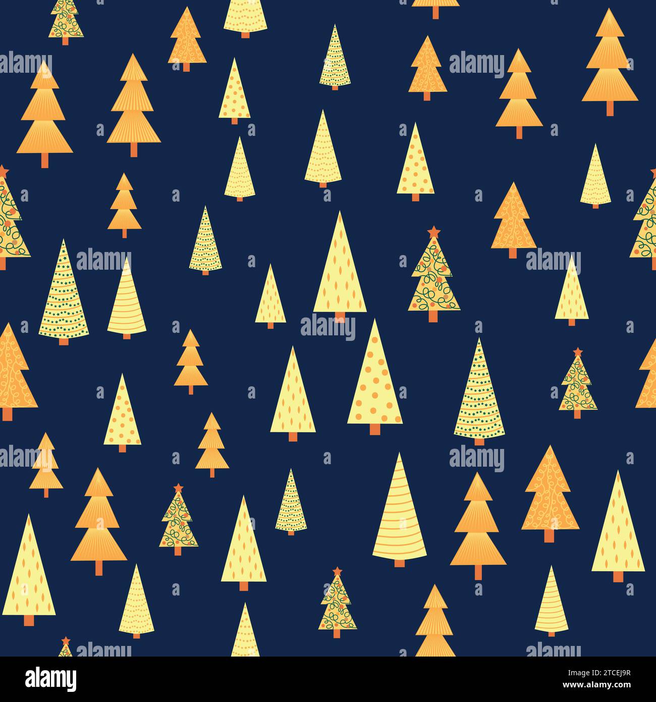 Christmas tree dense seamless pattern. golden christmas background ...