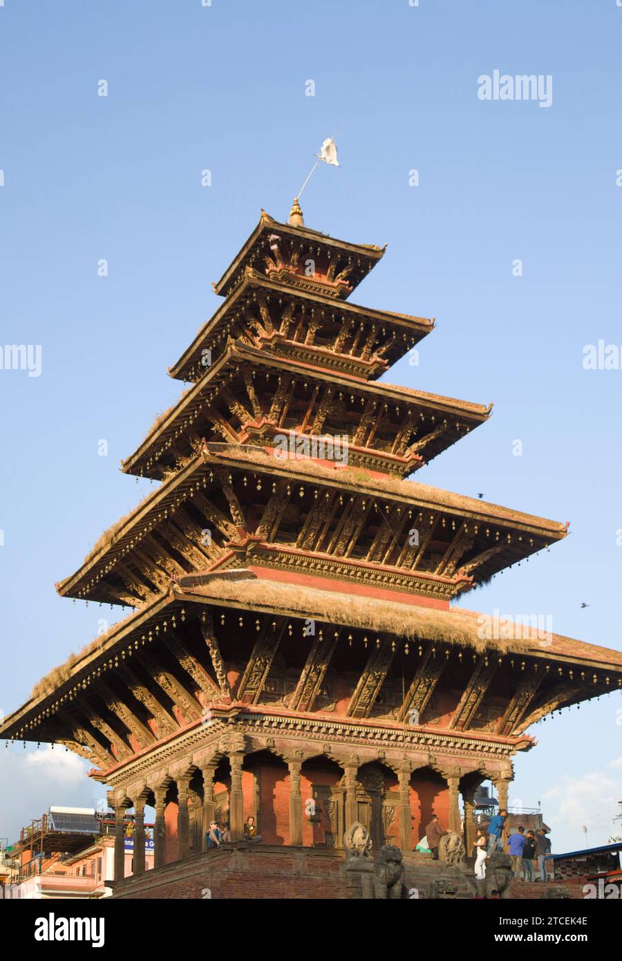 Nepal, Bhaktapur, Taumadhi Tol, Nyatapola Temple, Stock Photo