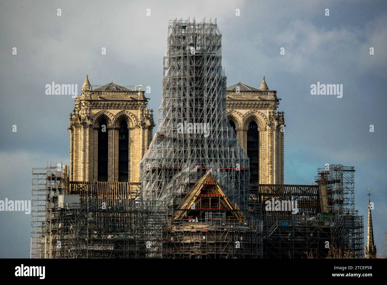 Paris France 12th Dec 2023 The Notre Dame Cathedral Is Seen Under paris-france-12th-dec-2023-the-notre-dame-cathedral-is-seen-under