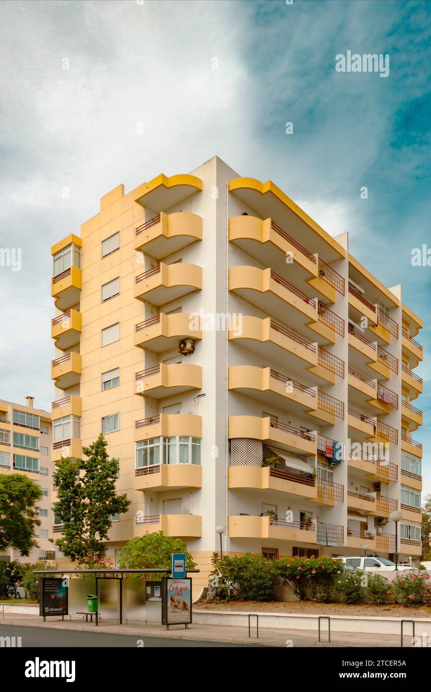 Front view of modern apartment building in Faro, Algarve, Portugal Stock Photo