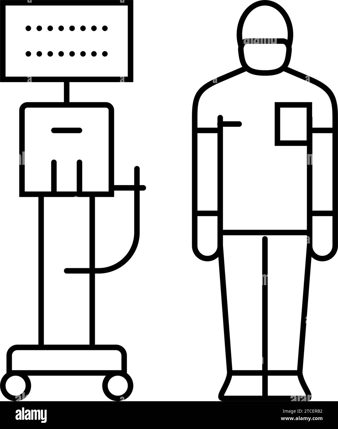 respiratory therapist ventilator line icon vector illustration Stock