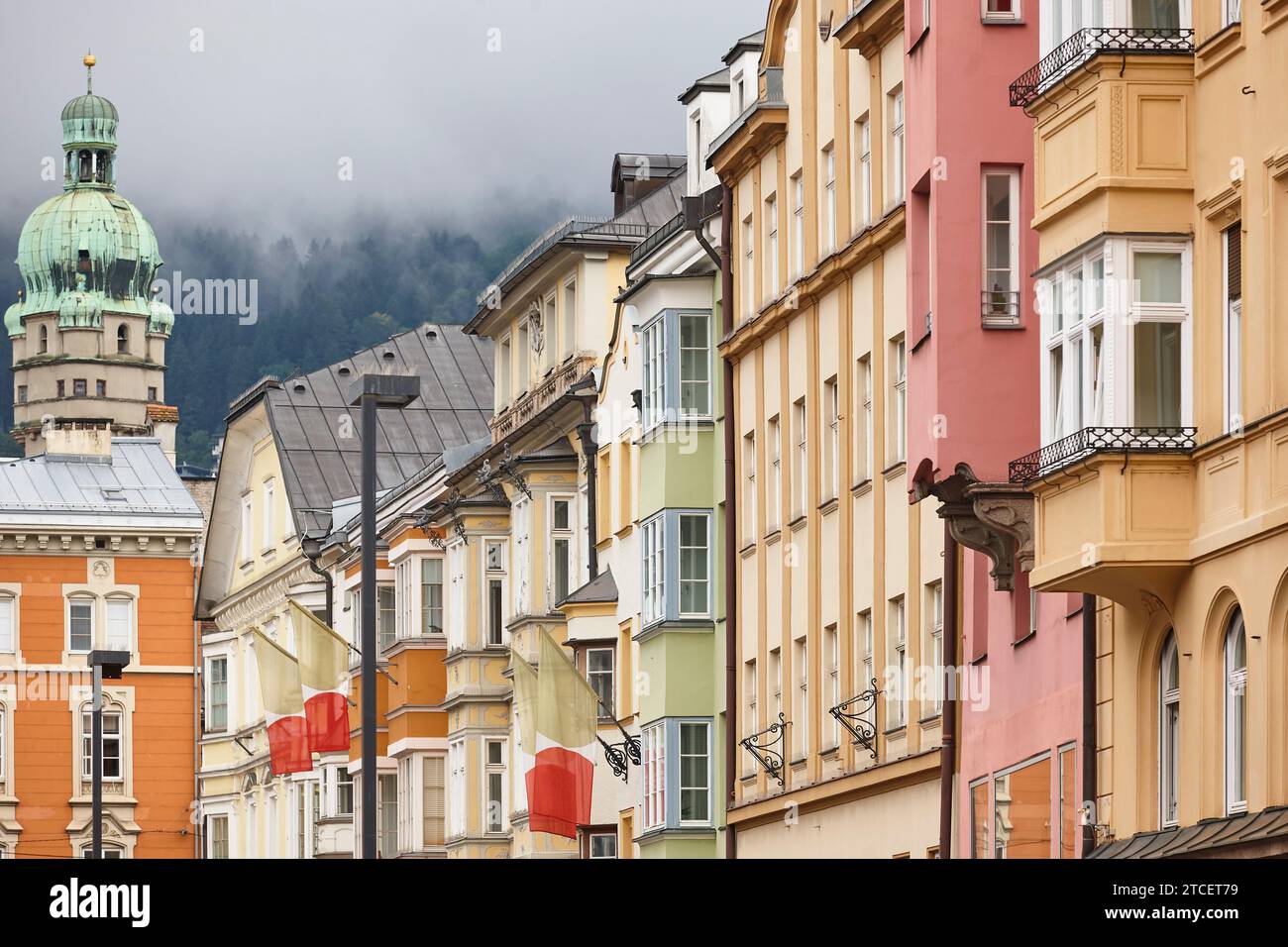 Picturesque multicolored buildings in Innsbruck city center. Altstadt. Austria Stock Photo