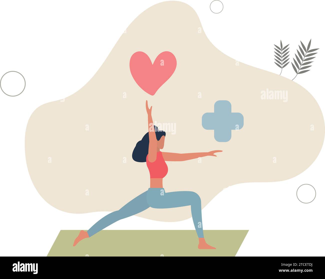 Mental wellbeing with love and health balance for peace.Calm emotions and happiness mindset with value esteem and appreciation Stock Vector