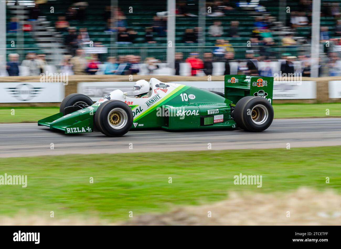 1985 RAM 03 Formula 1, Grand Prix, racing car driving up the hill climb track at the Goodwood Festival of Speed motoring event in 2016. RAM Hart Stock Photo