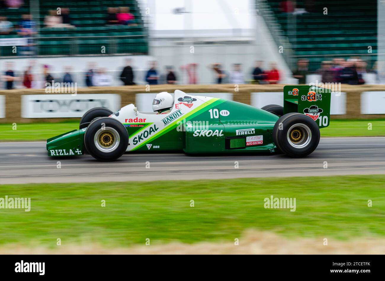 1985 RAM 03 Formula 1, Grand Prix, racing car driving up the hill climb track at the Goodwood Festival of Speed motoring event in 2016. RAM Hart Stock Photo