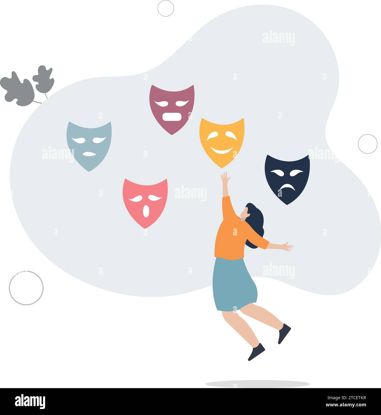 Personality, feeling and emotion change with facial masks.Psychological mindset with attitude