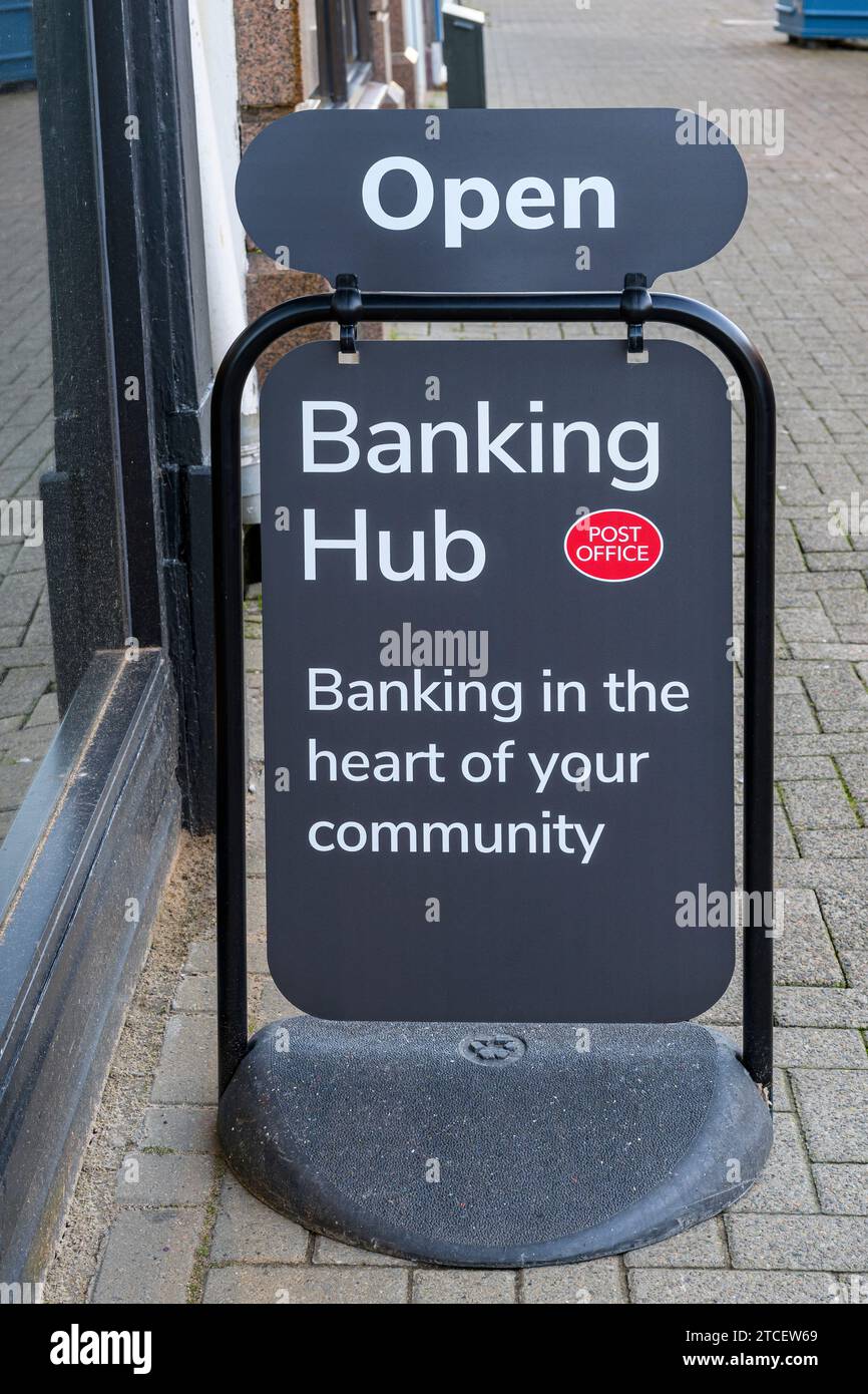 Post Office Banking Hub sign, Scotland, UK, Europe Stock Photo Alamy