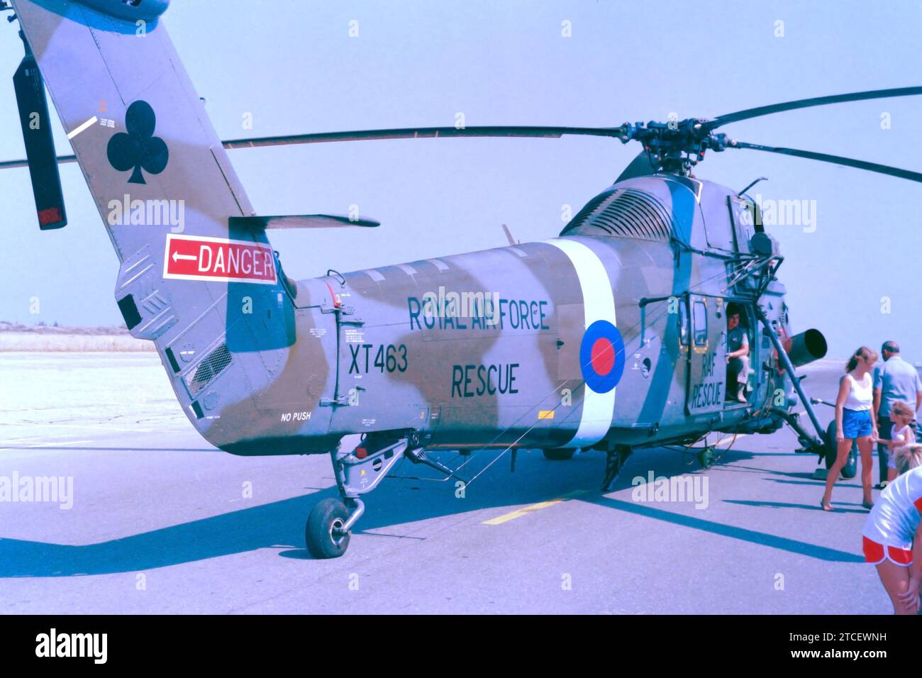 Westland Wessex HU.5 search and rescue helicopter of No 84 Squadron, Ace of Clubs, XT463. Royal Air Force Akrotiri, Cyprus. Families Open Day, 1985. Stock Photo
