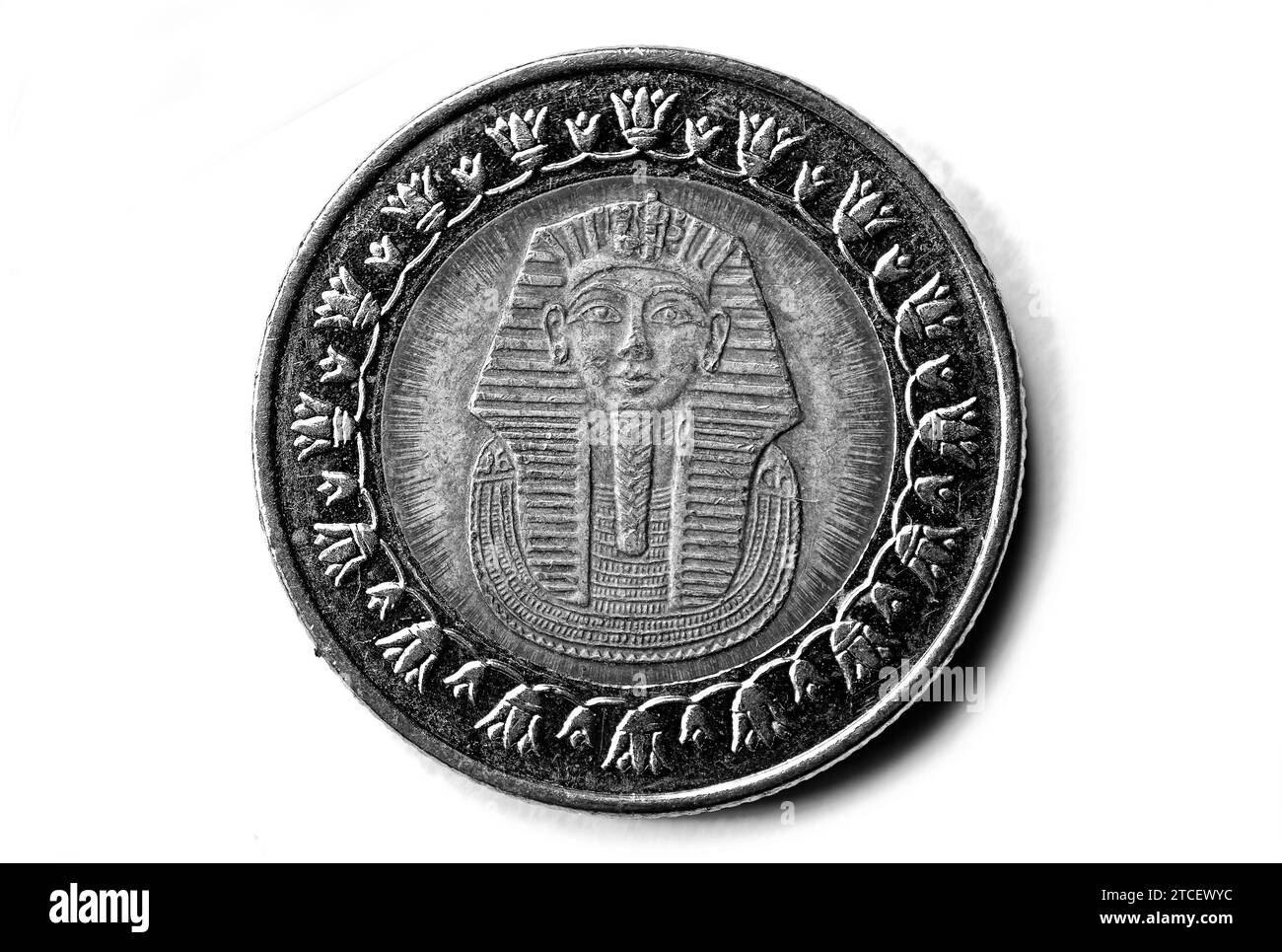 Photo coins Egypt, 1 pound, Tutankhamun Stock Photo