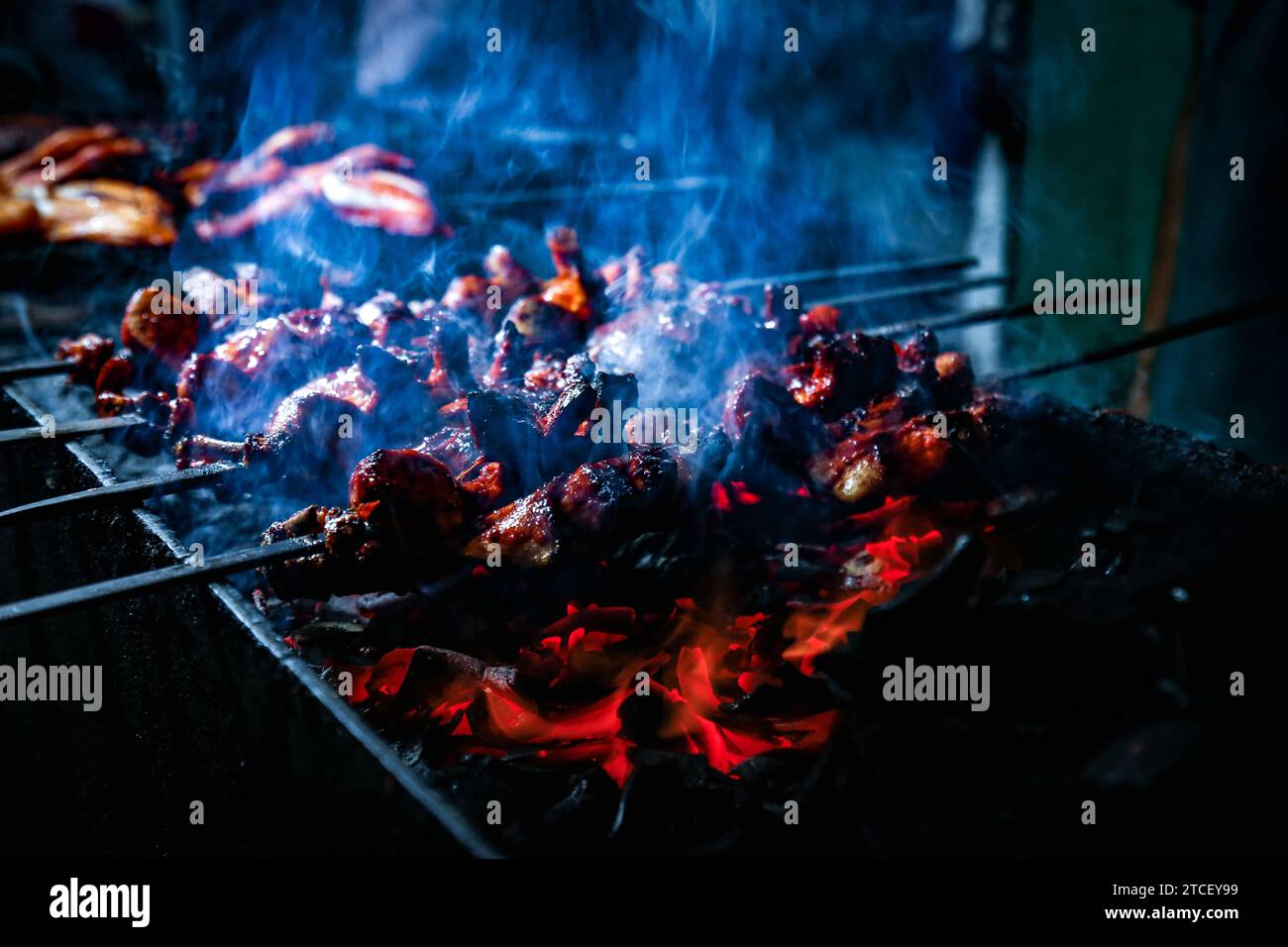 A beautiful picture of Making chicken BBQ in in Sri Lanka street food