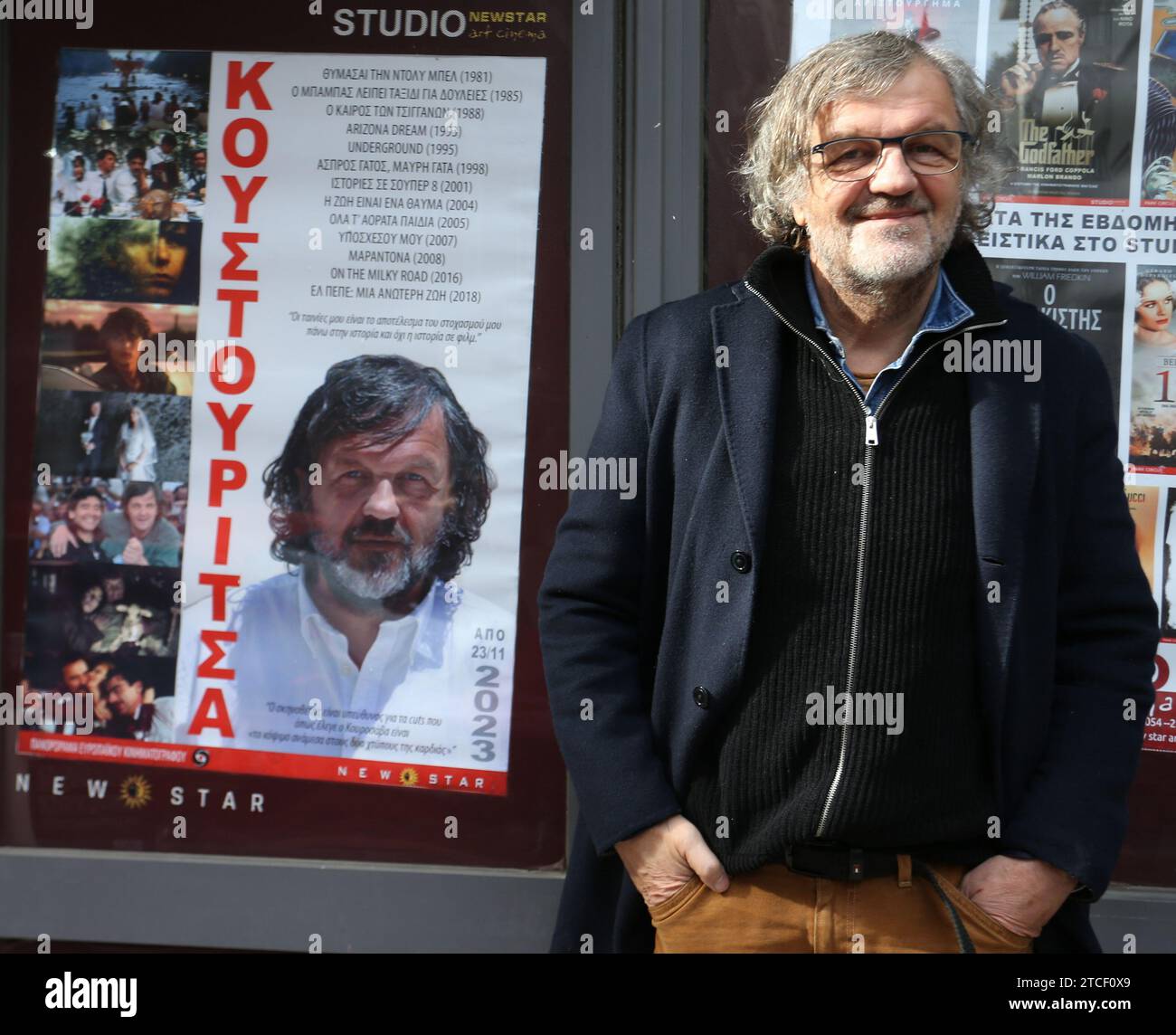 Director EMIR KUSTURICA arrive for the press conference. Serbian director Emir Kusturica, who will be in Athens from November 23 to 26 to participate in the pre-festival retrospective in which all his films will be screened, including “Arizona Dream”, “Underground”, “Dad is Away on a business trip” Stock Photo