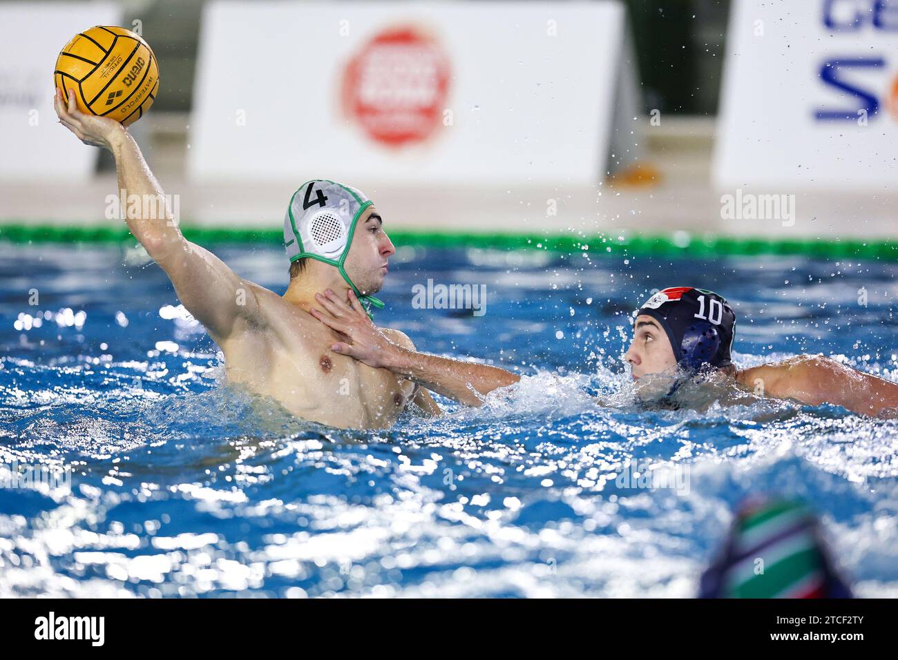 Rome, Italy. 12th Dec, 2023. Mauro Voncina (Astra Nuoto Roma) vs Davide Occhione (Telimar Palermo) during Astra Nuoto Roma vs Telimar Palermo, Waterpolo Italian Serie A match in Rome, Italy, December 12 2023 Credit: Independent Photo Agency/Alamy Live News Stock Photo