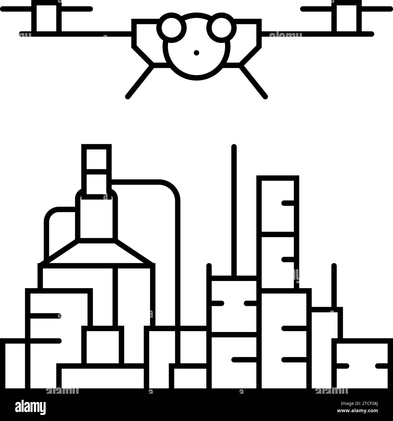 oil-and-gas-inspection-drone-line-icon-vector-illustration-stock-vector