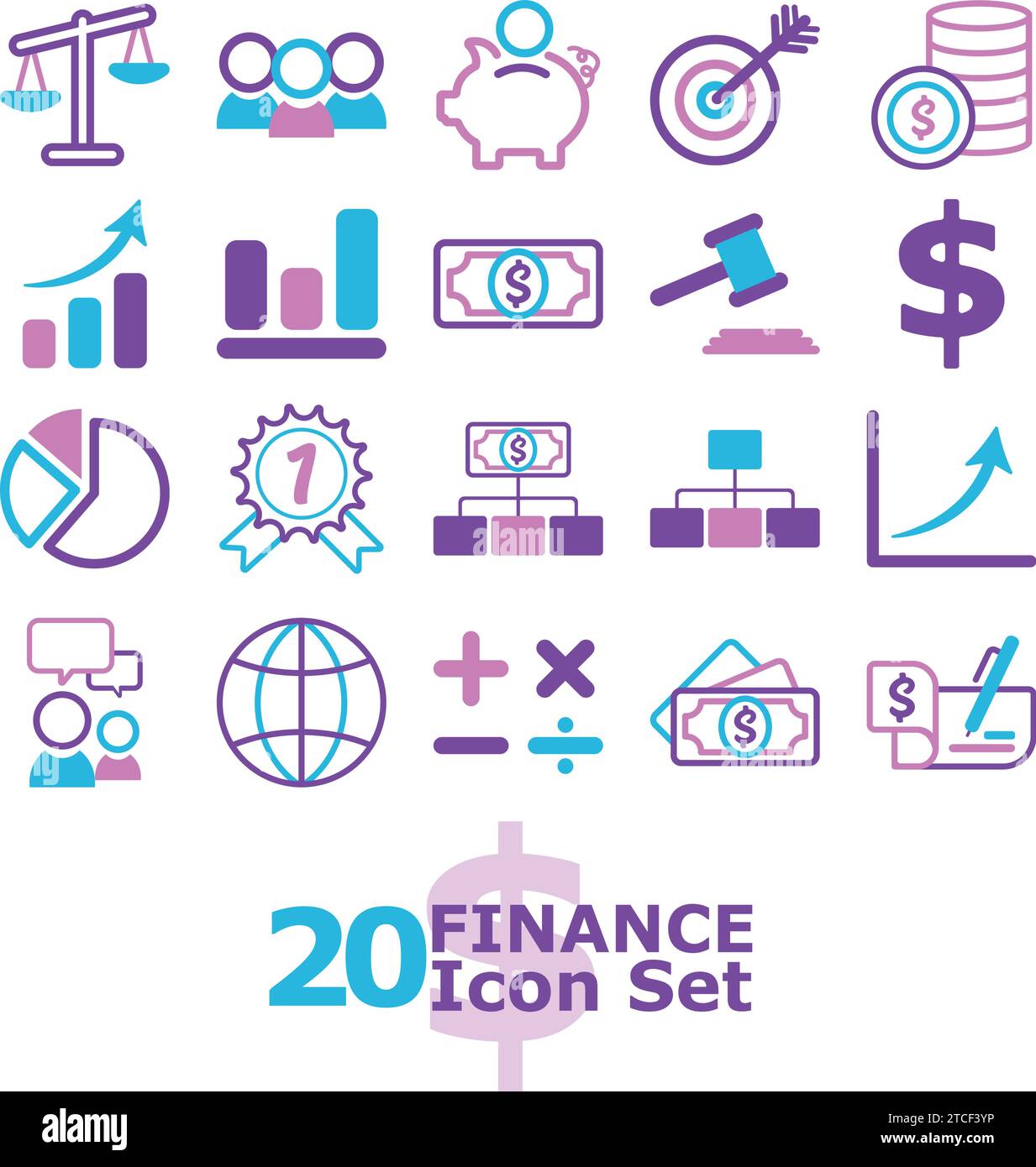 Colored Finance Icons Set Vector Stock Vector Image Art Alamy