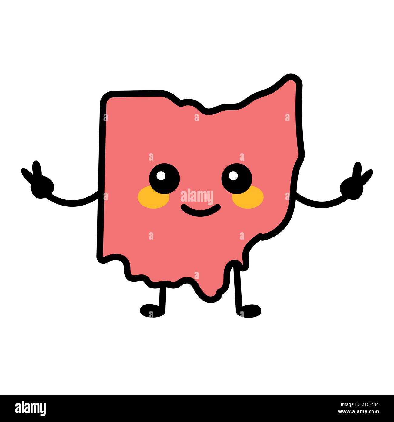 Ohio a US state color element. Smiling cartoon character. United state