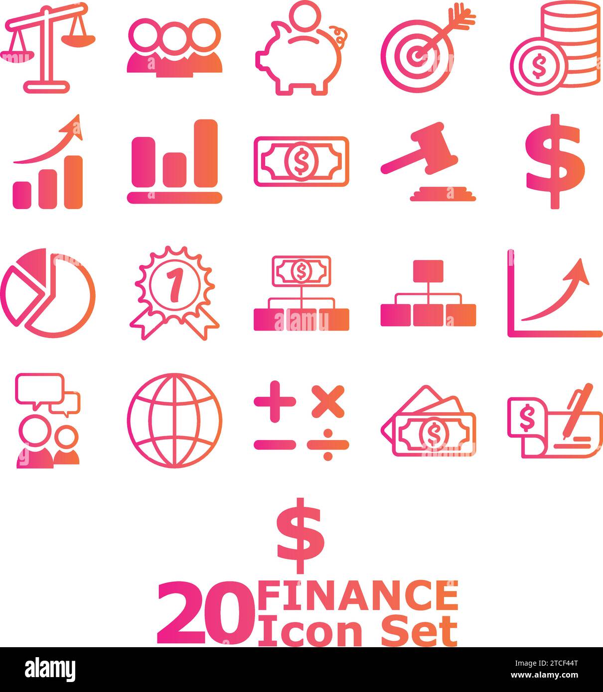 Colored Finance Icons Set Vector Stock Vector Image Art Alamy