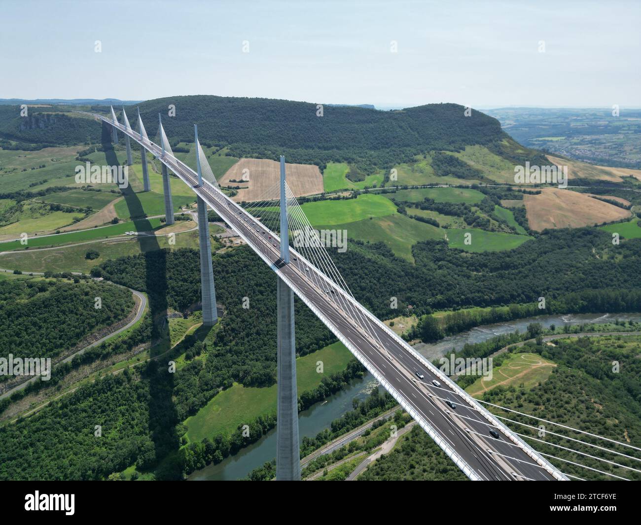 The Millau Viaduct Cable stayed Bridge France Drone Aerial View From the-millau-viaduct-cable-stayed-bridge-france-drone-aerial-view-from