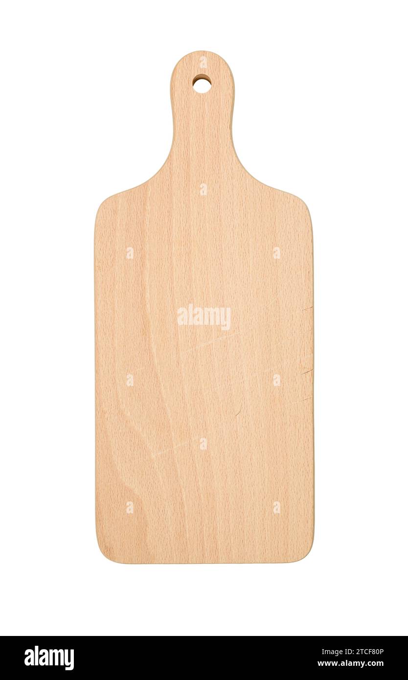 Wooden rectangular cutting board top view, isolated on white background ...