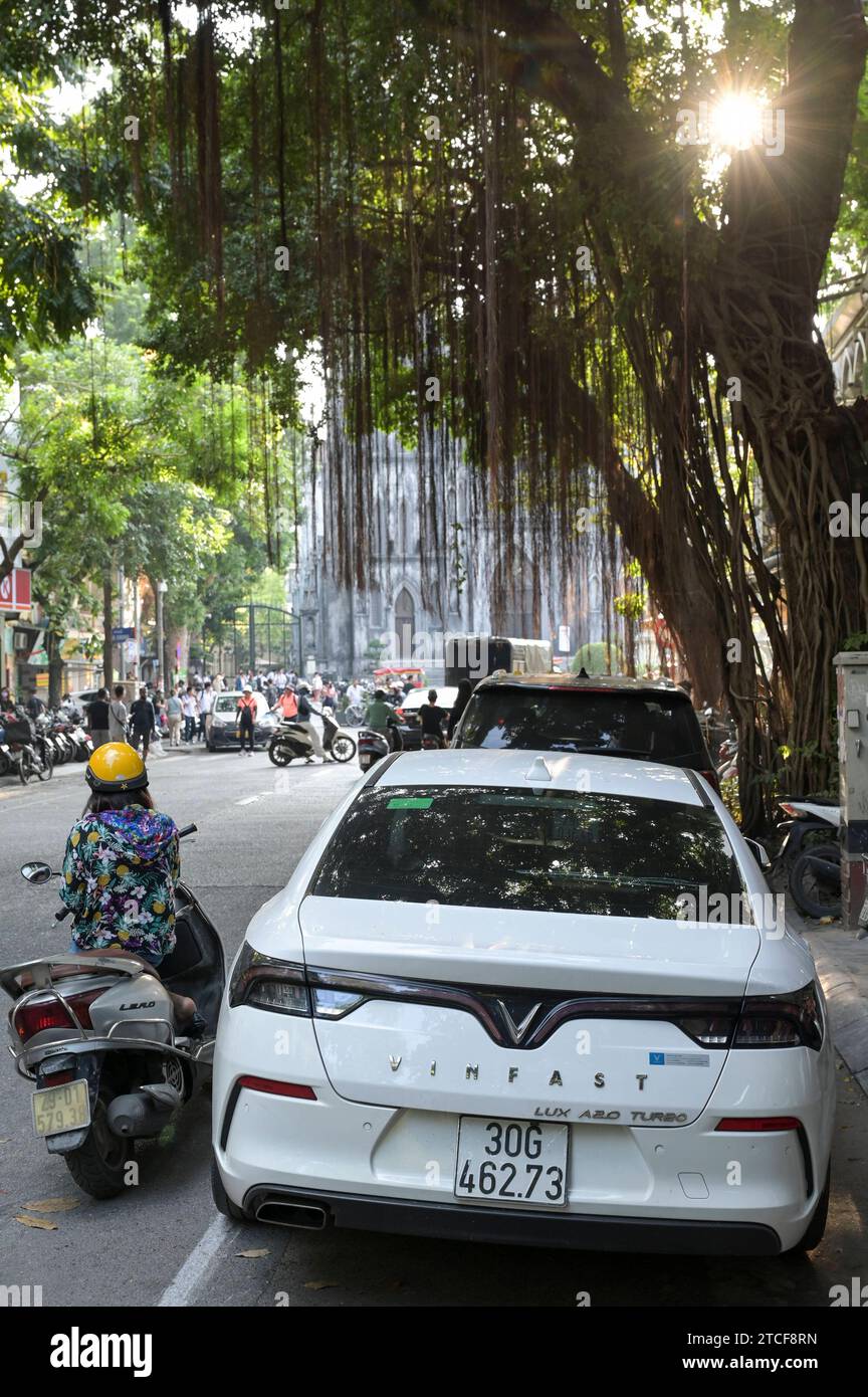 Vietnam, Vinfast car VIETNAM, Hanoi, St. Joseph cathedral, Vinfast car
