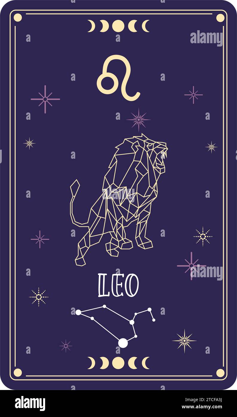 Isolated tarot card with leo zodiac sign Vector Stock Vector Image