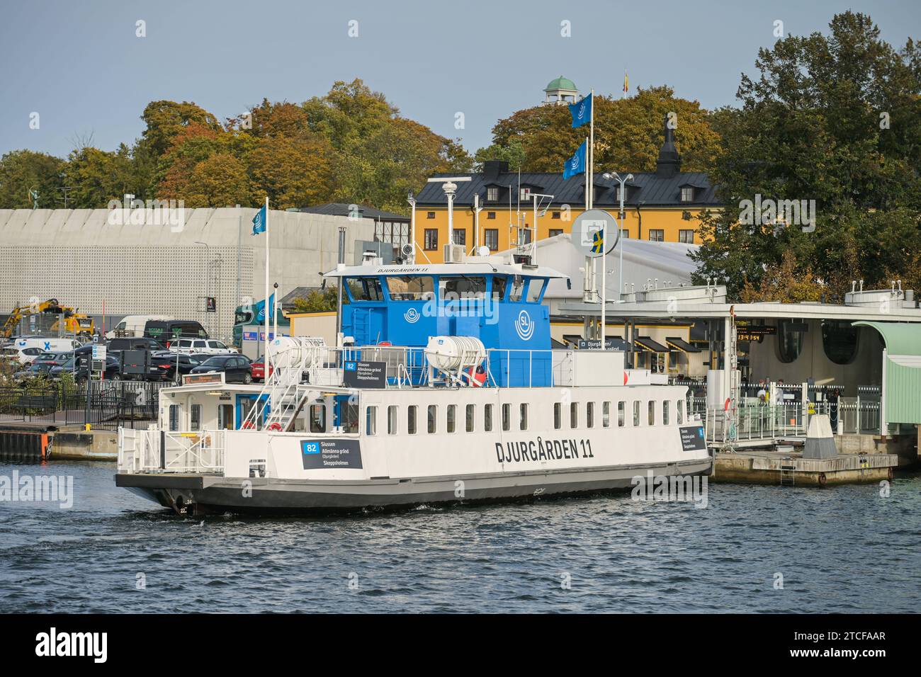 Fährschiff Djurgarden 11, Anleger Djurgarden, Stockholm, Schweden *** Ferry Djurgarden 11, Djurgarden jetty, Stockholm, Sweden Stock Photo