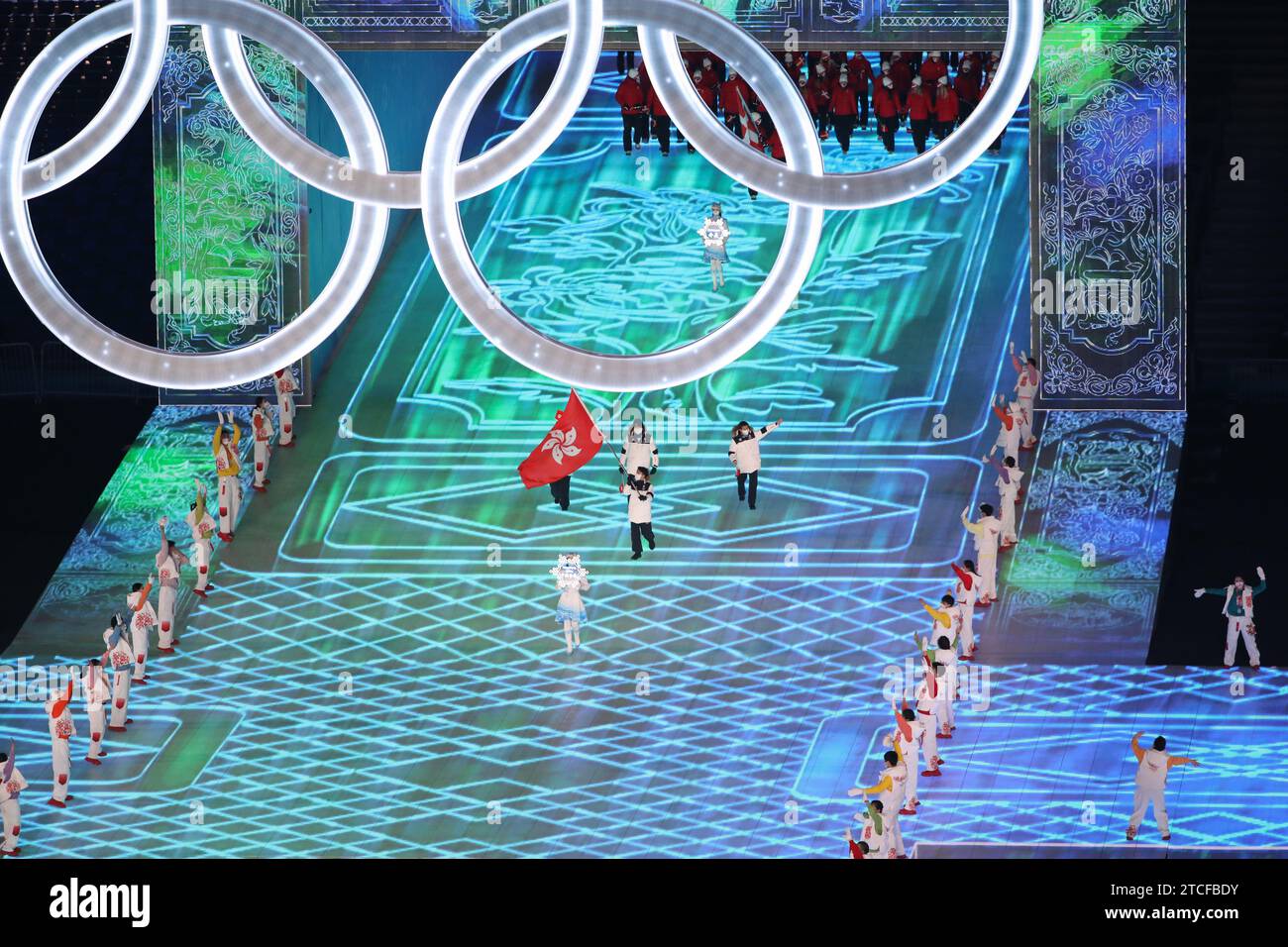 FEB 4, 2022 Beijing, China Sidney Chu is the flag bearer of Team(01)