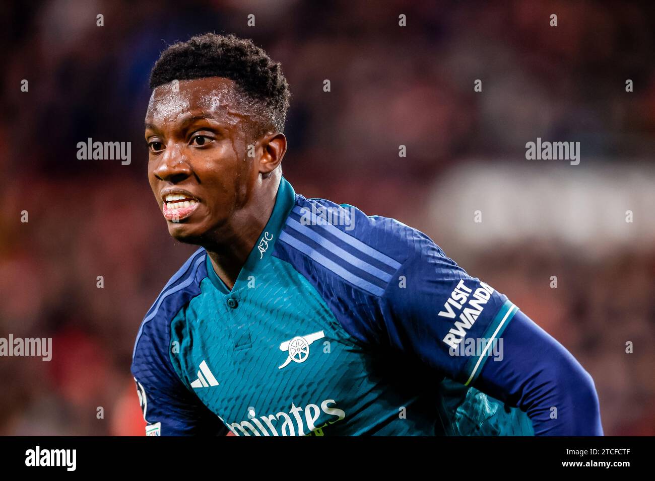 Eindhoven, Netherlands. 12th Dec, 2023. EINDHOVEN, NETHERLANDS - DECEMBER 12: Eddie Nketiah of Arsenal reacts during the UEFA Champions League Group B match between PSV and Arsenal at the Phillips Stadion on December 12, 2023 in Eindhoven, Netherlands. (Photo by Broer van den Boom/Orange Pictures) Credit: Orange Pics BV/Alamy Live News Stock Photo