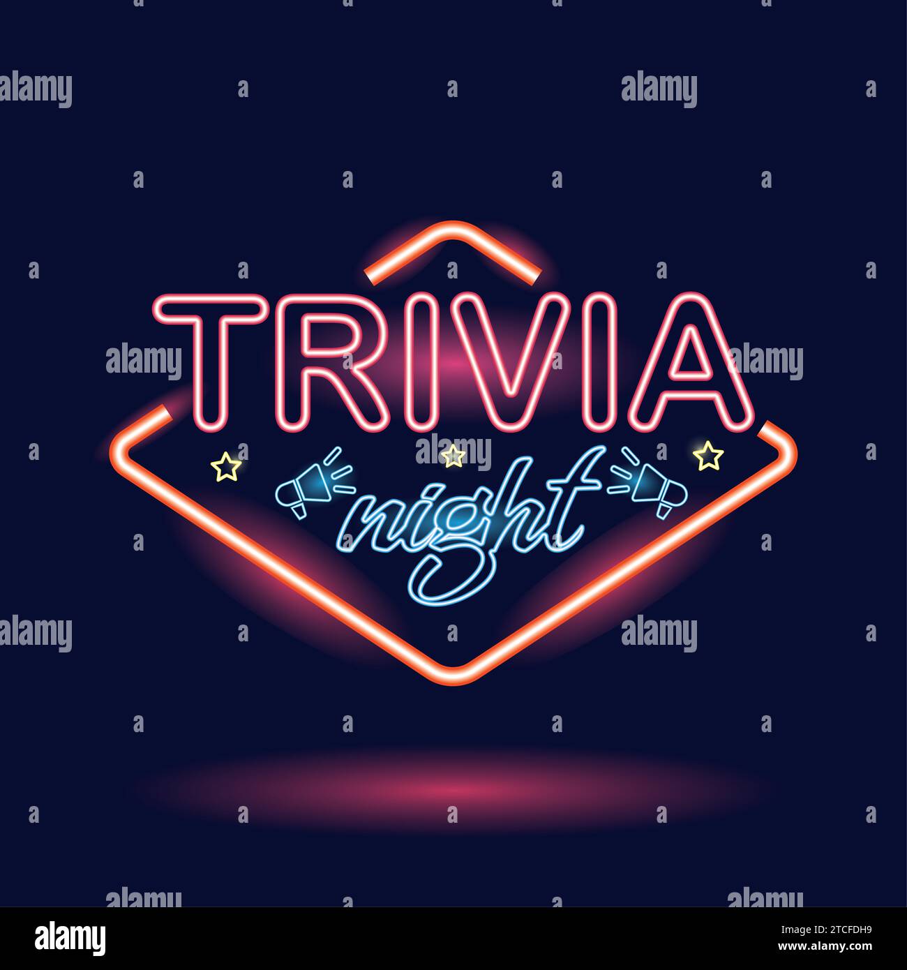 Colored retro trivia night neon announcement Vector Stock Vector Image