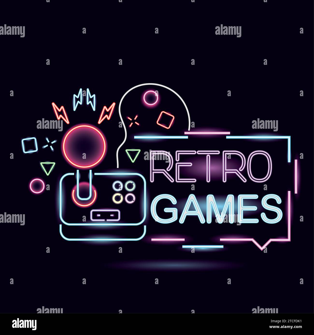 Colored retro game neon announcement Vector Stock Vector Image & Art ...