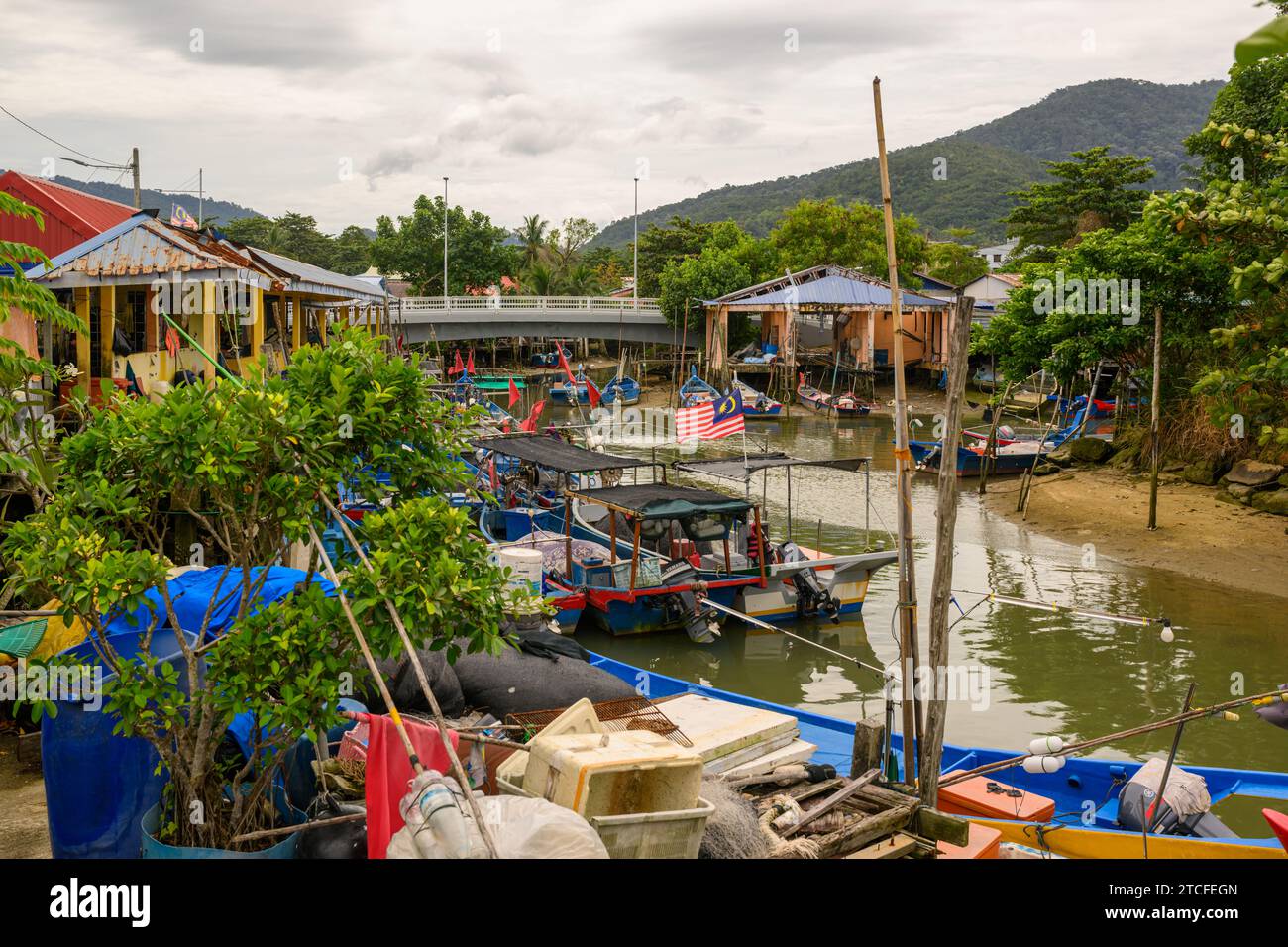 Kampung Nelayan Malay fishing village, Penang, Malaysia Stock Photo Alamy