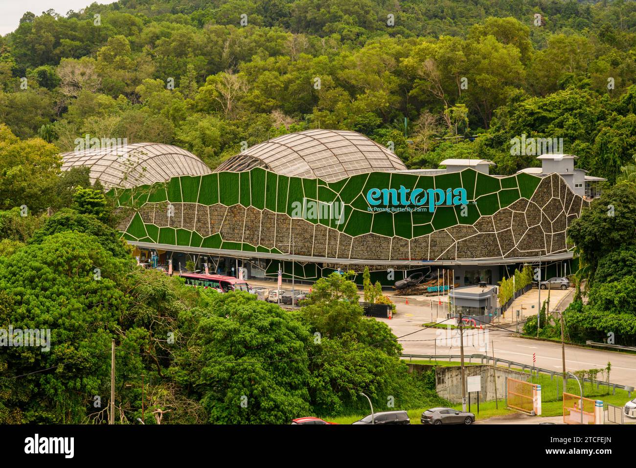 Looking down on the front entrance of Entopia, Penang Butterfly Farm ...