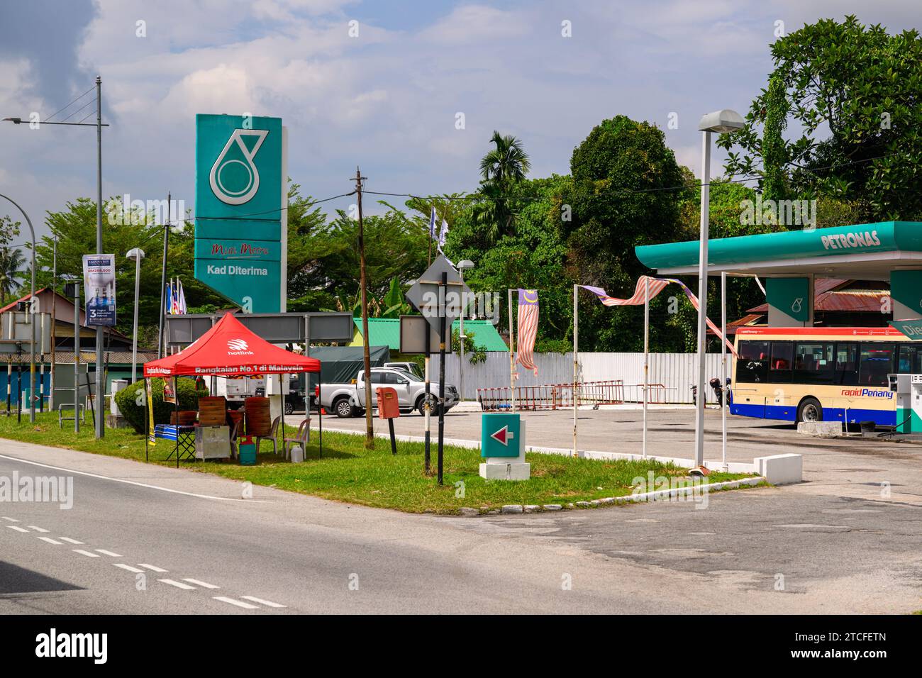 Petronas fuel station, Balik Pulau, Penang, Malaysia Stock Photo