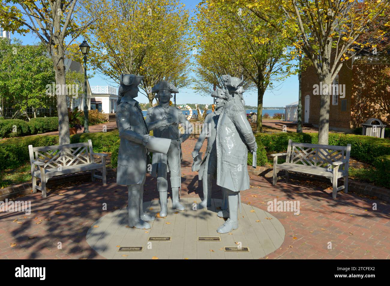 The Washington Lafayette and Degrasse Statues in Yorktown VA Stock